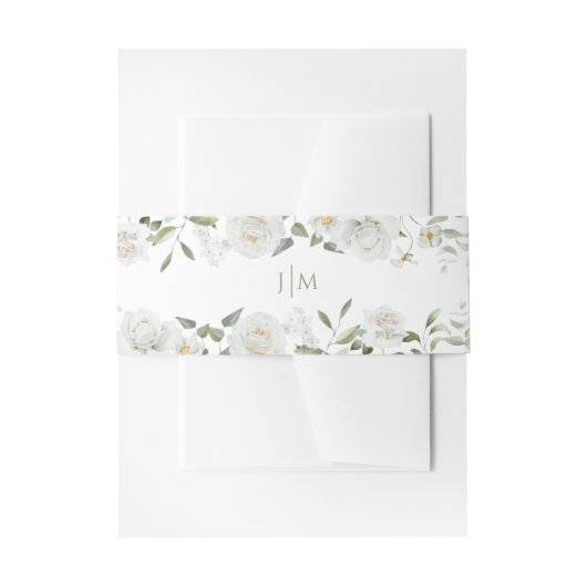 Botanische Groene Bloemrijke Chic Trouw Monogram Uitnodigingen Wikkel (Voorkant Voorbeeld)