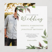 Botanische Groene Bourgundy Foto Weddenschap (Voorkant / Achterkant)