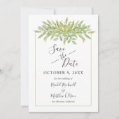 Botanische Groene Bouw Wedding sparen de Datum Kaa Save The Date (Voorkant)