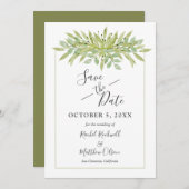 Botanische Groene Bouw Wedding sparen de Datum Kaa Save The Date (Voorkant / Achterkant)