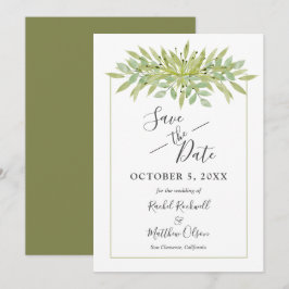 Botanische Groene Bouw Wedding sparen de Datum Kaa Save The Date