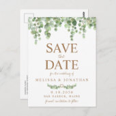 Botanische groene bruiloft bespaart de datum briefkaart (Voorkant / Achterkant)