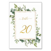 Botanische groene bruiloft Gold Glitter Number 20, Kaart (Voorkant)