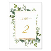Botanische groene bruiloft Gold Glitter Number 2, Kaart (Achterkant)