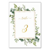 Botanische groene bruiloft Gold Glitter Number 3, Kaart (Achterkant)