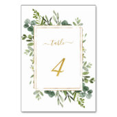 Botanische groene bruiloft Gold Glitter Number 4, Kaart (Achterkant)