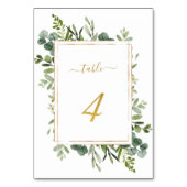 Botanische groene bruiloft Gold Glitter Number 4, Kaart (Voorkant)