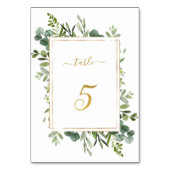 Botanische groene bruiloft Gold Glitter Number 5, Kaart (Achterkant)