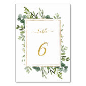 Botanische groene bruiloft Gold Glitter Number 6, Kaart (Achterkant)