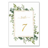 Botanische groene bruiloft Gold Glitter Number 7, Kaart (Voorkant)