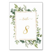 Botanische groene bruiloft Gold Glitter Number 8, Kaart (Achterkant)