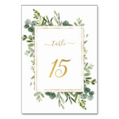 Botanische groene bruiloft Gold Glitter-nummer 15, Kaart (Achterkant)