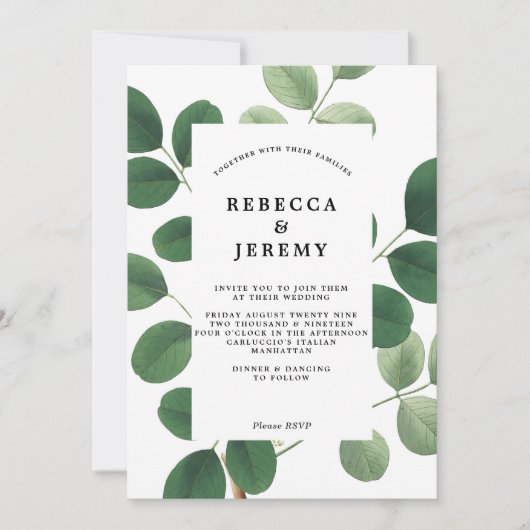  botanische groene bruiloft uitnodiging (Voorkant)