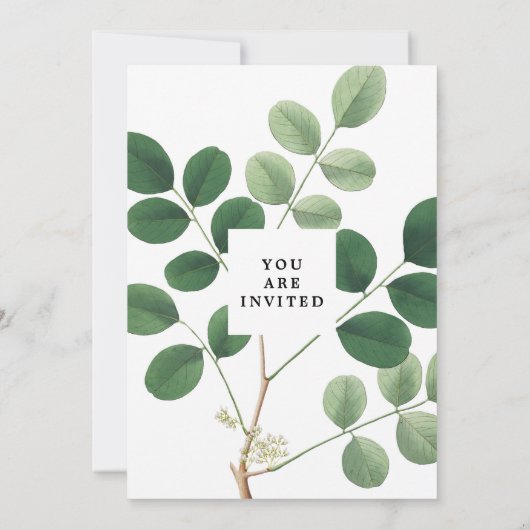 botanische groene bruiloft uitnodiging (Achterkant)