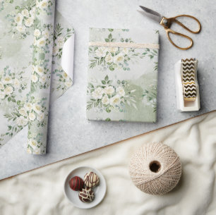 Botanische Groene Bruiloftsgroep Lente Bruiloft Cadeaupapier