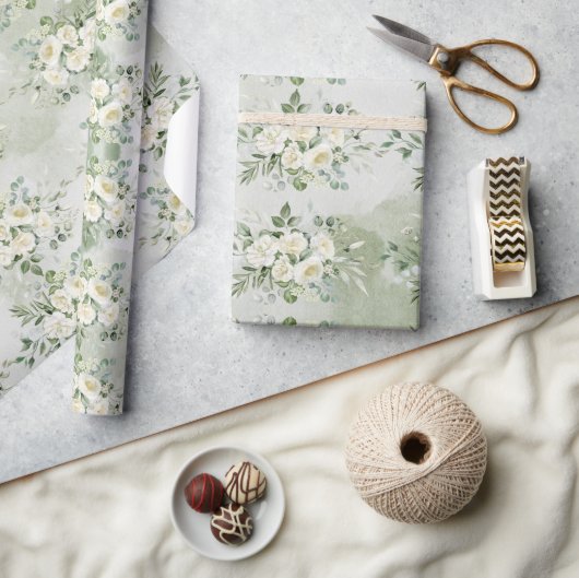 Botanische Groene Bruiloftsgroep Lente Bruiloft Cadeaupapier (Crafts)