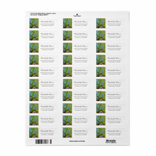 Botanische groene Cactus Return Address Label (Full Sheet)
