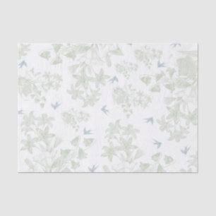Botanische groene elegant floraal grijze vogels tissuepapier