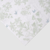 Botanische groene elegant floraal grijze vogels tissuepapier (Detail)