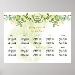 Botanische groene en goudkristallen Poster