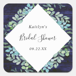 Botanische groene eucalyptus bruidsdouche vierkante sticker