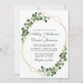 Botanische groene Eucalyptus Geometric Wedding Kaart (Voorkant)