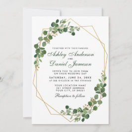 Botanische groene Eucalyptus Geometric Wedding Kaart
