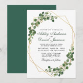 Botanische groene Eucalyptus Geometric Wedding Kaart (Voorkant / Achterkant)