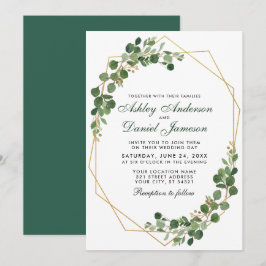 Botanische groene Eucalyptus Geometric Wedding Kaart