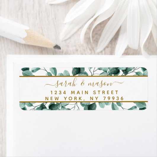Botanische groene Eucalyptus Return Address Label (Insitu)