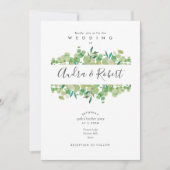 Botanische groene eucalyptus slinger bruiloft kaart (Voorkant)