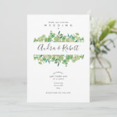 Botanische groene eucalyptus slinger bruiloft kaart (Staand voorkant)