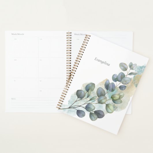 Botanische groene eucalyptus Waterverf Planner (Display)