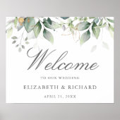 Botanische groene Eucalyptus Weddenschap Welkomstt Poster (Voorkant)
