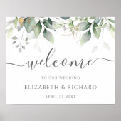 Botanische groene Eucalyptus Weddenschap Welkomstt Poster (Voorkant)