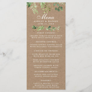 Botanische groene Eucalyptus Wedding Kraft Menu