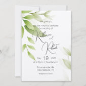 Botanische groene flat bruiloft uitnodiging (Voorkant)