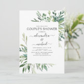 Botanische groene foliage Couple's Shower Invitat Kaart (Staand voorkant)