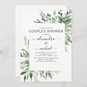 Botanische groene foliage Couple's Shower Invitat Kaart (Voorkant / Achterkant)