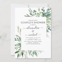 Botanische groene foliage Couple's Shower Invitat