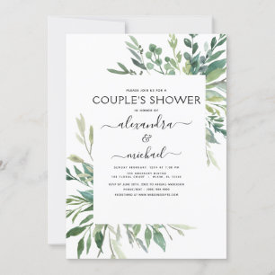 Botanische groene foliage Couple's Shower Invitat Kaart