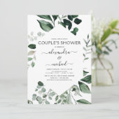 Botanische groene foliage Couple's Shower Invitat Kaart (Staand voorkant)