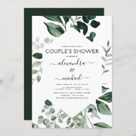 Botanische groene foliage Couple's Shower Invitat Kaart