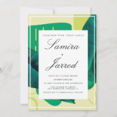 Botanische groene gele organische collage bruiloft kaart (Voorkant)