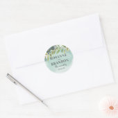 Botanische Groene Gouden Huwelijk Ronde Sticker (Envelop)
