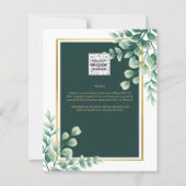 Botanische Groene Gouden Trouw Uitnodiging Smaragd (Achterkant)