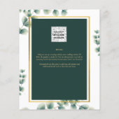 Botanische Groene Gouden Trouw Uitnodiging Smaragd Flyer (Achterkant)