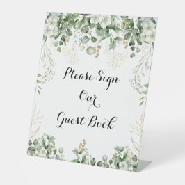 Botanische Groene & Gouden Trouwbord Reclamebord Met Voetstuk