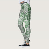 Botanische Groene & Grijze Leaf Print Vrouwen Legg Leggings (Links)
