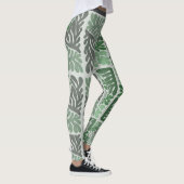 Botanische Groene & Grijze Leaf Print Vrouwen Legg Leggings (Rechts)